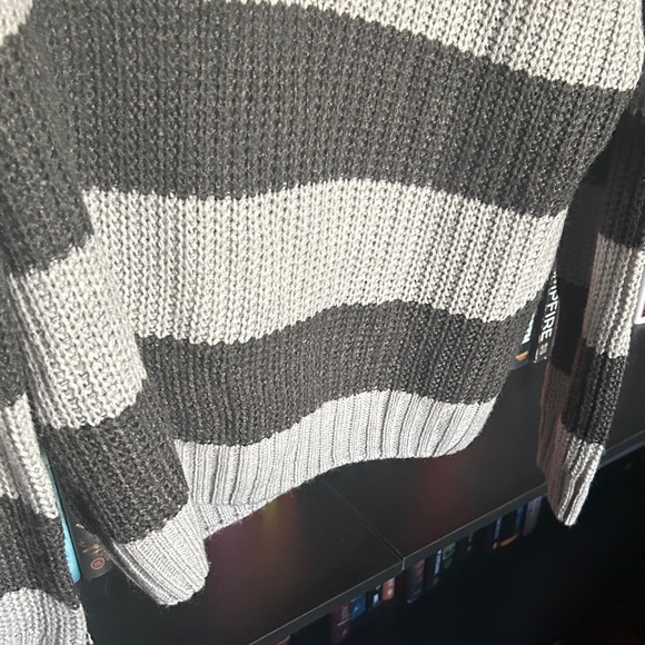 Pink Rose Gray and Black Striped Sweater - Picture 3 of 4